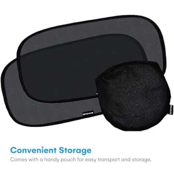 Enovoe Car Window Shade for Baby - (2 Pack) UV Protection Breathable Mesh Baby Window Covers - Sun Shade Blocker, Cling Window Cover - Glare Shield and UV Rays Protection for Your Child - XL 25" x 16"