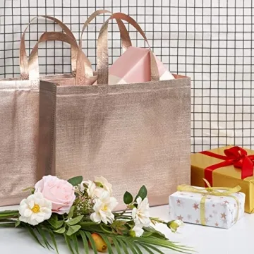 Rose Gold Reusable Tote Bags Elegant Eco-Friendly Gift