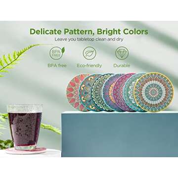 InnoGear Coasters for Drinks Absorbent Ceramic Coasters for Coffee Wooden Table Cork Heat-Resistant Reusable Drink Coaster, Gift for Birthday Housewarming Kitchen Bar