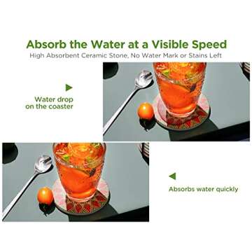 InnoGear Coasters for Drinks Absorbent Ceramic Coasters for Coffee Wooden Table Cork Heat-Resistant Reusable Drink Coaster, Gift for Birthday Housewarming Kitchen Bar