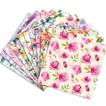 VIVIQUEN 24 Pack Floral Pattern Double-Sided Paper, 12-inches Flower Textured Scrapbook Paper Craft Paper Folded Flat for DIY Background Card Making Scrapbook Photo Album Decor