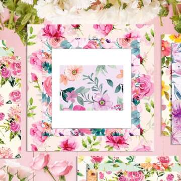 VIVIQUEN 24 Pack Floral Pattern Double-Sided Paper, 12-inches Flower Textured Scrapbook Paper Craft Paper Folded Flat for DIY Background Card Making Scrapbook Photo Album Decor