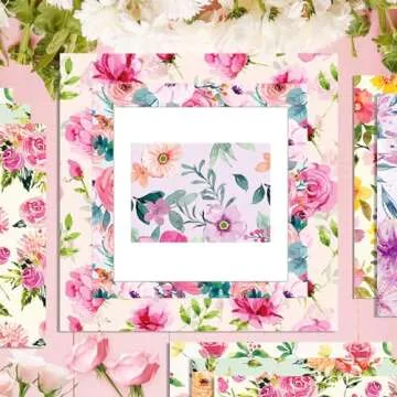 VIVIQUEN 24 Pack Floral Pattern Double-Sided Paper, 12-inches Flower Textured Scrapbook Paper Craft Paper Folded Flat for DIY Background Card Making Scrapbook Photo Album Decor