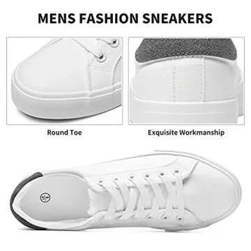 FRACORA Mens Canvas Shoes White Black Sneakers Low Top Lace Up Casual Shoe(Milk White, US9)