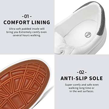 FRACORA Mens Canvas Shoes White Black Sneakers Low Top Lace Up Casual Shoe(Milk White, US9)