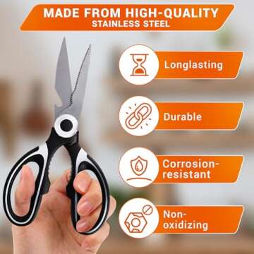Kitchen Scissors All Purpose with Cover - Kitchen Scissors for Food Utility Scissors All Purpose Heavy Duty Kitchen Scissors - Kitchen Shears for Food Heavy Duty Scissors Poultry Shears for Fish Meat