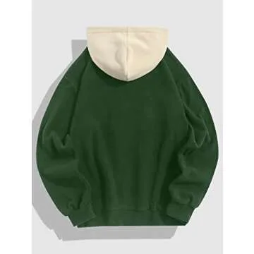 ZAFUL Men’s Pullover Hoodie Color-Block Sweatshirt Embroidered Plush Fleece Drawstring Hoodie(0-De...