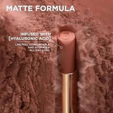 L'Oreal Paris Colour Riche Intense Volume Matte Lipstick, Lip Color Infused with Hyaluronic Acid for up to 16hr All Day Comfort, Le Plum Dominant, 0.06 oz