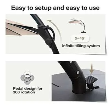 LAUSAINT HOME Outdoor Patio Umbrella with Base included, 11 FT Deluxe Curvy Cantilever Umbrella Heavy Duty Offset Hanging Umbrella with 360° Rotation for Market, Pool, Garden, Backyard, Deck (Beige)