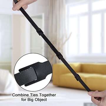 Attmu 50 PCS Reusable Fastening Cable Ties, Microfiber Cloth 6-Inch Hook and Loop Cord Ties, Black