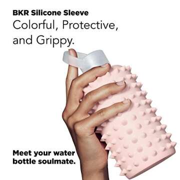 bkr - Little Spiked - 16oz - Reusable Glass Water Bottle - Leakproof, Workout Friendly, Carrying Loop - Dishwasher Safe - Removable Silicone Sleeve - BPA Free, Lead-Safe - Tutu