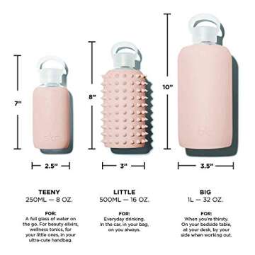 bkr - Little Spiked - 16oz - Reusable Glass Water Bottle - Leakproof, Workout Friendly, Carrying Loop - Dishwasher Safe - Removable Silicone Sleeve - BPA Free, Lead-Safe - Tutu