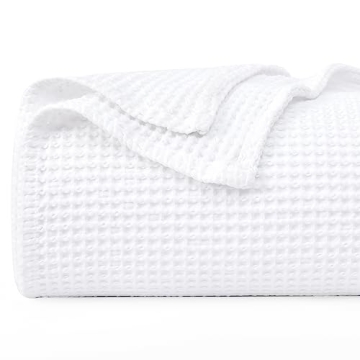 PHF Cotton Waffle Weave Blanket King Size Lightweight Cozy
