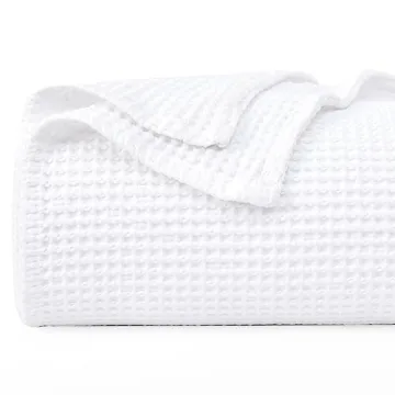 PHF Cotton Waffle Weave Blanket King Size Lightweight Cozy