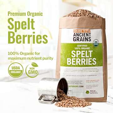 Grand Teton Ancient Grains - 100% Organic Spelt Berries, 5 lbs, Whole Unmilled Spelt Berries, US-Gro...