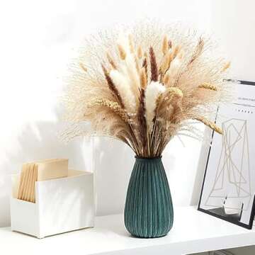 Dried Pampas Grass Decor DIY Boho Natural Dried Flower Decor Pompous Dried Plants Bouquet for Weddin...