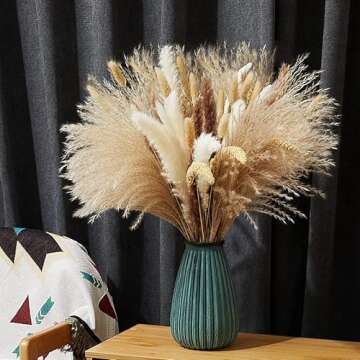 Dried Pampas Grass Decor DIY Boho Natural Dried Flower Decor Pompous Dried Plants Bouquet for Wedding Vase Home Floral Arrangements