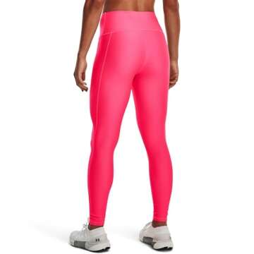 Under Armour Womens HeatGear Armour High No-Slip Waistband Pocketed Leggings, (683) Pink Shock / / White, Medium