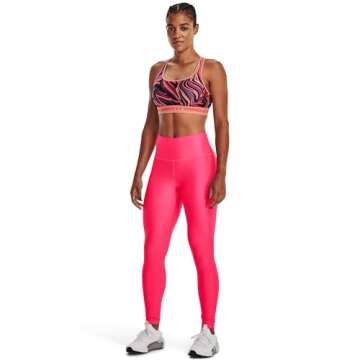 Under Armour Womens HeatGear Armour High No-Slip Waistband Pocketed Leggings, (683) Pink Shock / / White, Medium