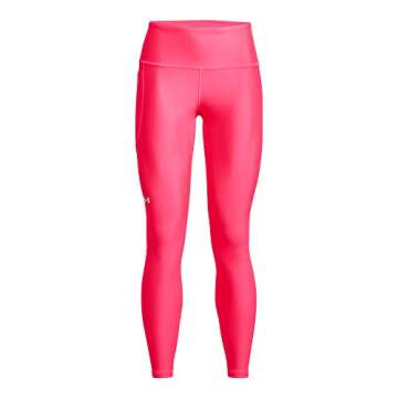 Under Armour Womens HeatGear Armour High No-Slip Waistband Pocketed Leggings, (683) Pink Shock / / White, Medium