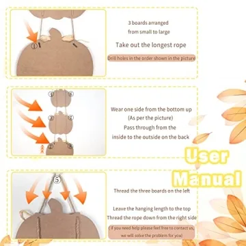 3 Pieces Pumpkin Decor Grateful Thankful Blessed Wall Signs,Rustic Hanging Welcome Door Sign for Autumn Harvest Thanksgiving Halloween Door Wall Decoration Indoor Outdoor Fall Decor for Home