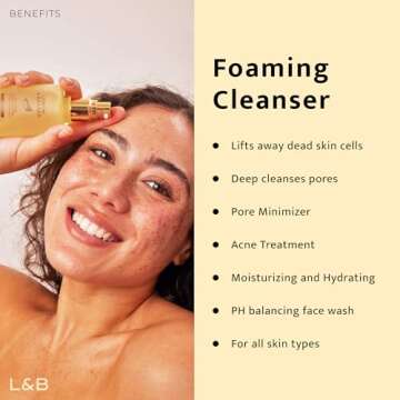 Foaming Lemon Facial Cleanser Skin Care - Hydrating, Pore Minimizer, Acne Control Treatment - Anti A...