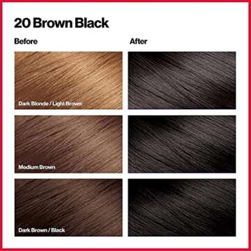 Revlon Permanent Hair Color, Permanent Hair Dye, Colorsilk with 100% Gray Coverage, Ammonia-Free, Keratin and Amino Acids, 20 Brown Black, 4.4 Oz (Pack of 3)
