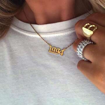 VLINRAS Gold Birth Year Necklace 1994 for Women