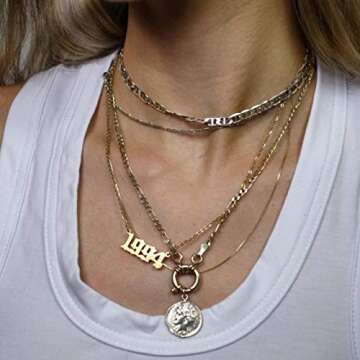 VLINRAS Gold Birth Year Necklace 1994 for Women