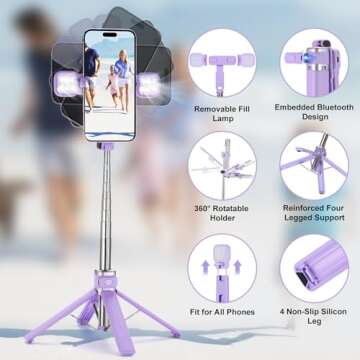 Mini iPhone Tripod Stand with Remote & Light - MQOUNY
