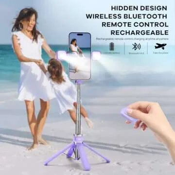 Mini iPhone Tripod Stand with Remote & Light - MQOUNY