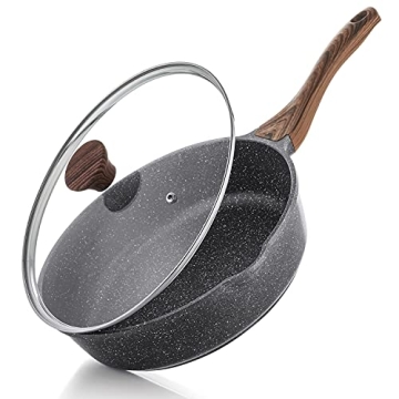 SENSARTE Nonstick Deep Frying Pan Skillet, 11-inch Saute Pan with Lid, Stay-cool Handle, Chef Pan He...