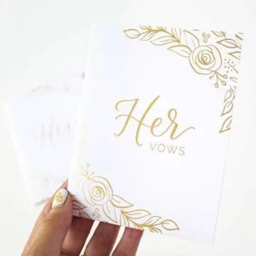 bloom daily planners Wedding Vow Books - His & Hers Unlined Keepsake Booklets for Bride and Groom (5.5" x 4.3") - Set of 2 - Gold Floral