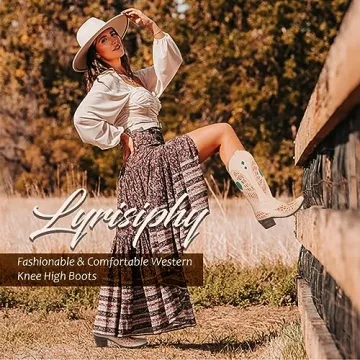 Stylish Lyrisiphy Knee High Cowboy Boots for Women