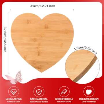AWIZOM Heart Shaped Cutting Board Valentine's Day Charcuterie Board Bamboo Serving Board Wood Cheese...