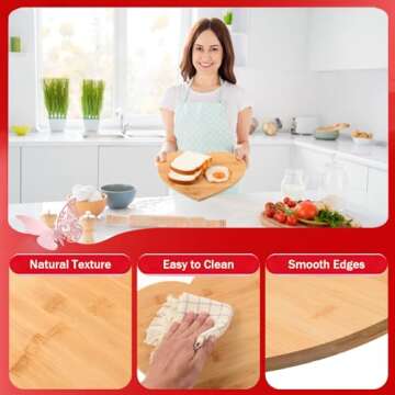 AWIZOM Heart Shaped Cutting Board Valentine's Day Charcuterie Board Bamboo Serving Board Wood Cheese Serving Tray Platter Kitchen Chopping Board for Wedding Housewarming Present,12.8x12.21x0.59 Inch