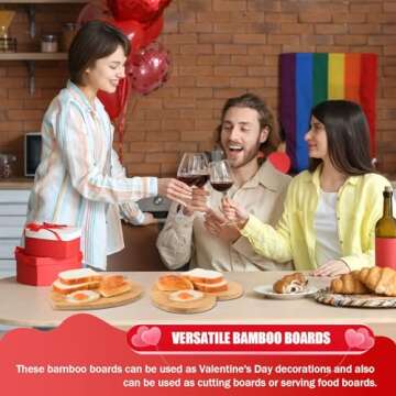 AWIZOM Heart Shaped Cutting Board Valentine's Day Charcuterie Board Bamboo Serving Board Wood Cheese Serving Tray Platter Kitchen Chopping Board for Wedding Housewarming Present,12.8x12.21x0.59 Inch