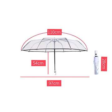 AIXICWXI Automatic Folding Transparent Travel Umbrella