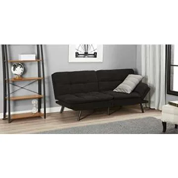 Mainstay Memory Foam Futon in Black Suede - Stylish Comfort