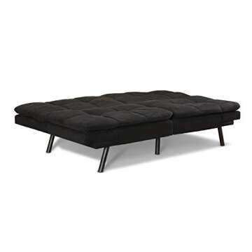 Mainstay Memory Foam Futon in Black Suede - Stylish Comfort