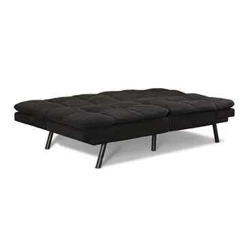 Mainstay Memory Foam Futon in Black Suede - Stylish Comfort