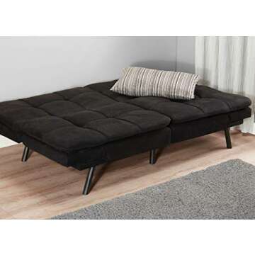 Mainstay Memory Foam Futon in Black Suede - Stylish Comfort