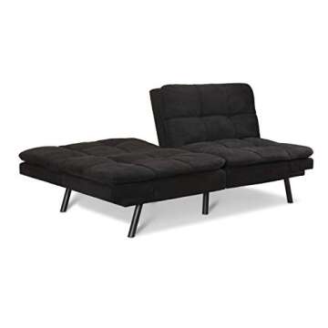 Mainstay Memory Foam Futon in Black Suede - Stylish Comfort