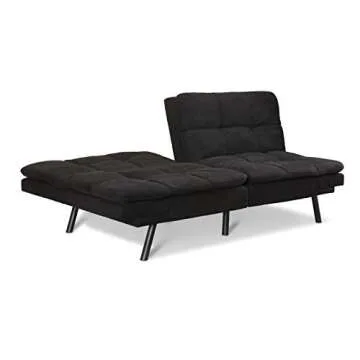 Mainstay Memory Foam Futon in Black Suede - Stylish Comfort