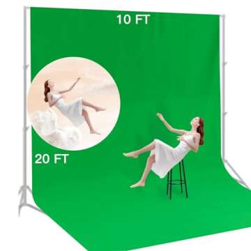 BEIYANG 10x20 Ft Green Screen Backdrop for Photography