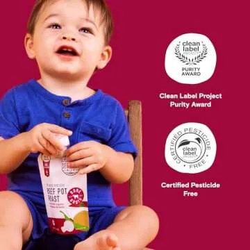 Serenity Kids Bone Broth Puree Made With Organic Veggies | Clean Label Project Purity Award Certified | 3.5 Ounce BPA-Free Pouch | Grass Fed Beef Pot Roast | 1 Count