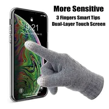 ViGrace Women's Winter Warm Touch Screen Gloves Cable Knit Wool Fleece Lined Touchscreen Texting Mittens for Women