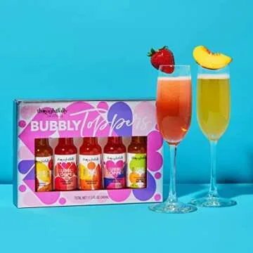 Thoughtfully Cocktails, Bubbly Toppers Gift Set, Add a Splash of Flavor to Champagne or Prosecco with 5 Unique Flavors, Set of 5 (Contains No Alcohol)