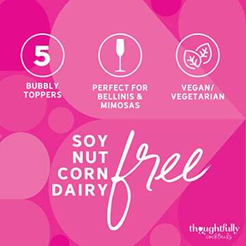 Thoughtfully Cocktails, Bubbly Toppers Gift Set, Add a Splash of Flavor to Champagne or Prosecco with 5 Unique Flavors, Set of 5 (Contains No Alcohol)