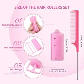 Syhood 48 Pcs Foam Sponge Hair Rollers Soft Sleeping Curlers Flexible Sponge Curler and Rat Tail Com...